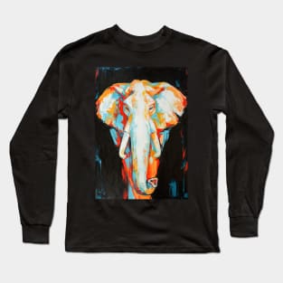 Oil elephant portrait painting in multicolored tones. Long Sleeve T-Shirt